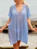 Openwork V-Neck Slit Cover-Up