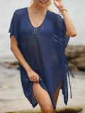 Openwork V-Neck Slit Cover-Up