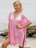Openwork V-Neck Slit Cover-Up