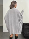 Oversized Batwing Sleeve Ribbed Turtleneck Dress