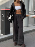 Oversized Zip-Up Hoodie and Wide-Leg Pants Set