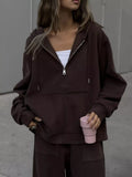 Oversized Zip-Up Hoodie and Wide-Leg Pants Set