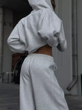 Oversized Zip-Up Hoodie and Wide-Leg Pants Set
