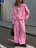 Oversized Zip-Up Hoodie and Wide-Leg Pants Set