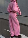 Oversized Zip-Up Hoodie and Wide-Leg Pants Set