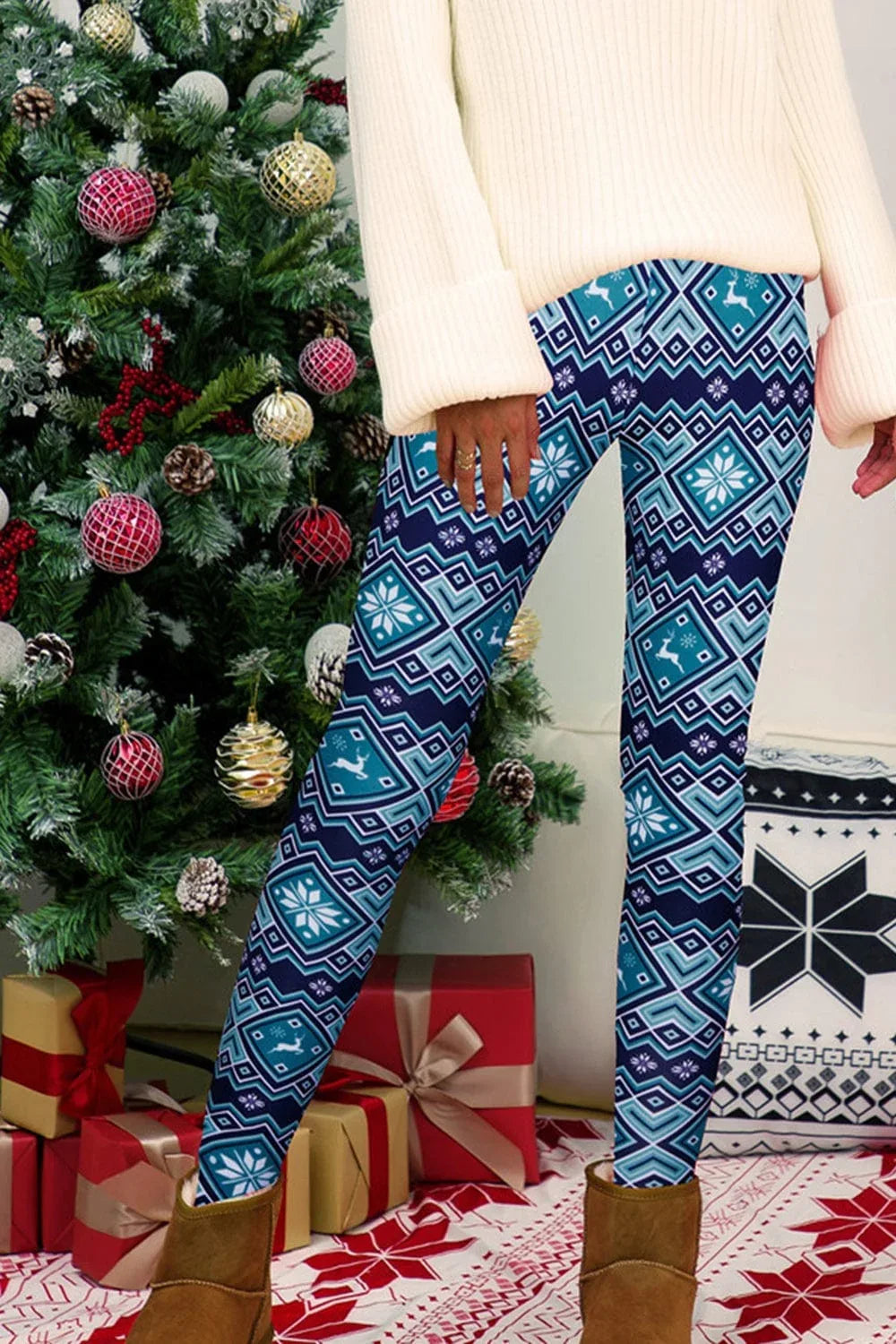 Patterned Leggings for Women Cerulean / S