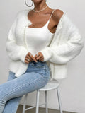 Pearl Trim Fuzzy Knit Cardigan