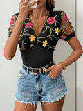 Women’s Floral Embroidered Bodysuit