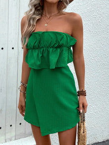 Ruffled Strapless Tube Romper