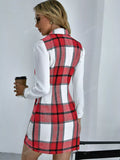 Plaid Double-Breasted Sleeveless Blazer Dress