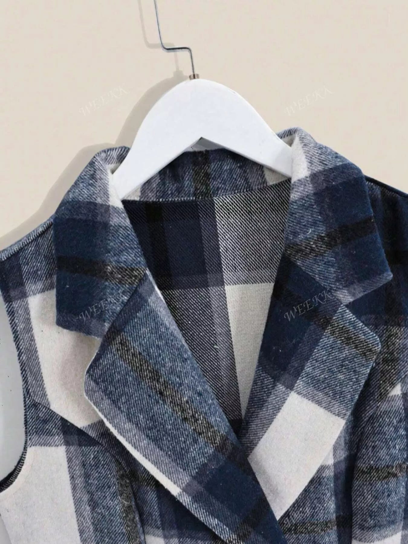 Plaid Double-Breasted Sleeveless Blazer Dress