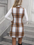 Plaid Double-Breasted Sleeveless Blazer Dress