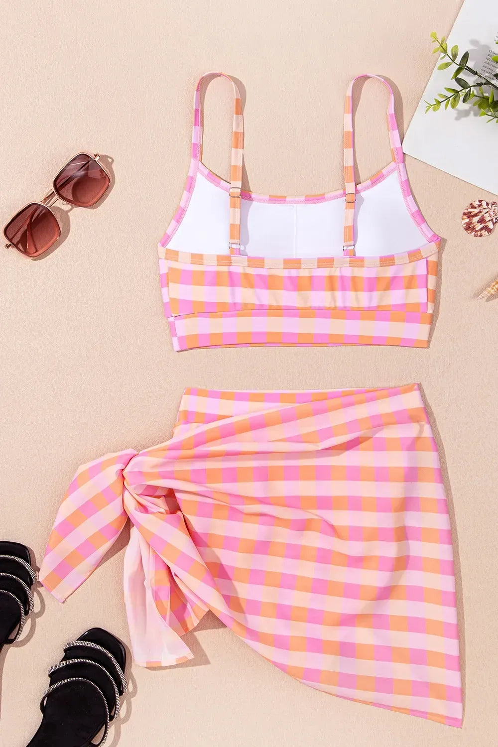 Plaid High Waist Bikini Set