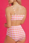 Plaid High Waist Bikini Set