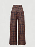 Plaid High-Waist Wide-Leg Pants