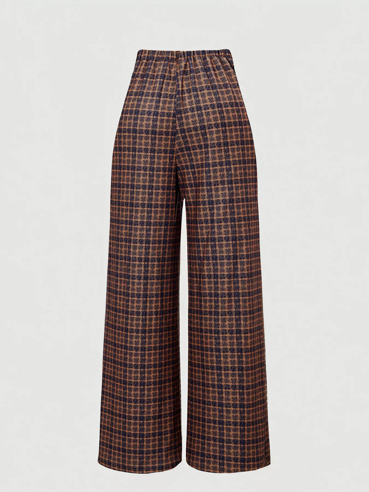 Plaid High-Waist Wide-Leg Pants