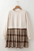 Plaid Round-Neck Long-Sleeve Mini Dress - product view 6