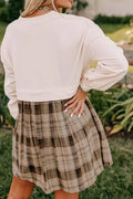 Plaid Round-Neck Long-Sleeve Mini Dress - product view 4