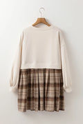 Plaid Round-Neck Long-Sleeve Mini Dress - product view 7