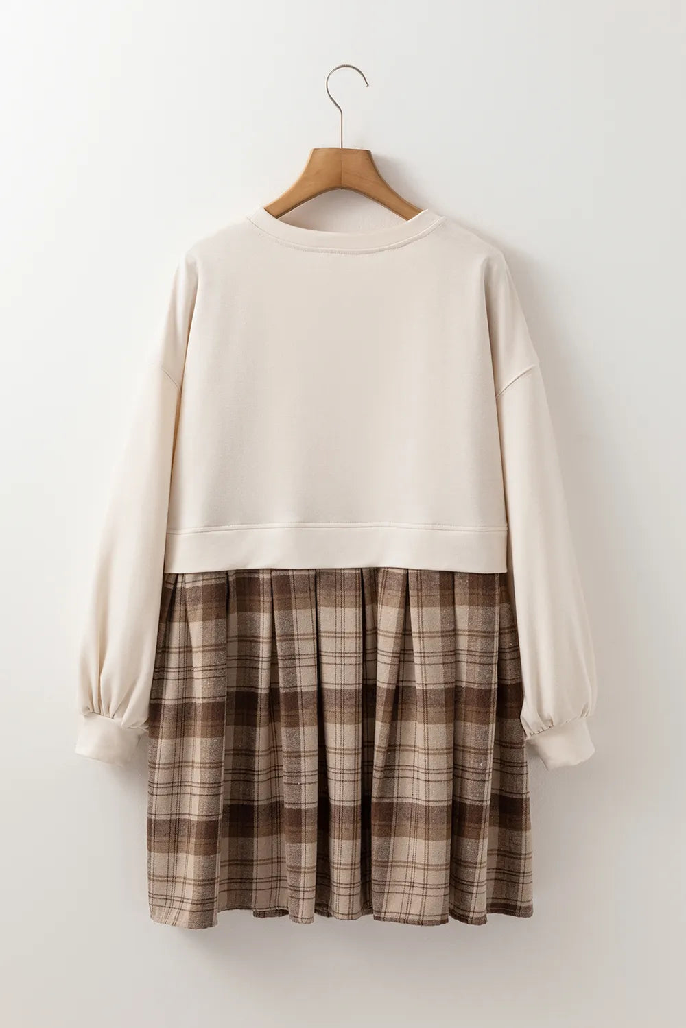 Plaid Round-Neck Long-Sleeve Mini Dress - product view 7