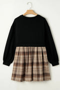 Plaid Round-Neck Long-Sleeve Mini Dress - product view 15
