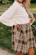 Plaid Round-Neck Long-Sleeve Mini Dress - product view 5