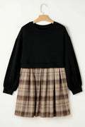 Plaid Round-Neck Long-Sleeve Mini Dress - product view 14