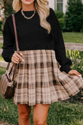 Plaid Round-Neck Long-Sleeve Mini Dress - product view 10
