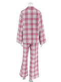 Plaid Long Sleeve Shirt and Pants Set