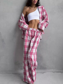 Plaid Long-Sleeve Shirt & Pants Set