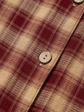 Plaid Print Ruffled Long Sleeve Patchwork Hem Mini Shirt Dress