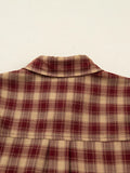 Plaid Print Ruffled Long Sleeve Patchwork Hem Mini Shirt Dress