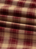 Plaid Print Ruffled Long Sleeve Patchwork Hem Mini Shirt Dress