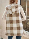 Plaid Sherpa Vest for Women