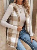 Plaid Sherpa Vest for Women