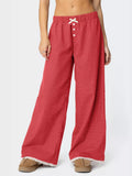 Plaid Wide-Leg Pants Red / S