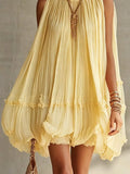 Pleated Mock-Neck Sleeveless Mini Dress - product view 6