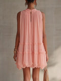 Pleated Mock-Neck Sleeveless Mini Dress - product view 2
