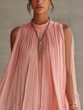 Pleated Mock-Neck Sleeveless Mini Dress - product view 3