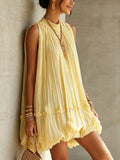 Pleated Mock-Neck Sleeveless Mini Dress - product view 5