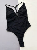 Plunge Spaghetti Strap One Piece Swimsuit
