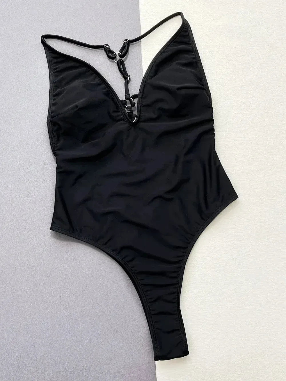Plunge Spaghetti Strap One Piece Swimsuit