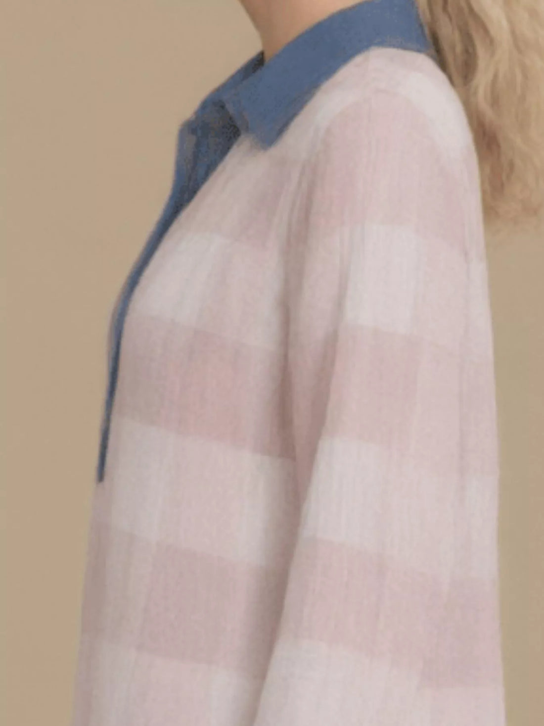 Plus Size Denim Collar Plaid Shirt Dress Pink / 1XL