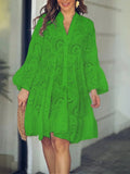Plus Size Eyelet Tiered Dress Green / S