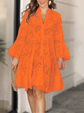 Plus Size Eyelet Tiered Dress Orange / S