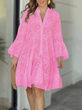 Plus Size Eyelet Tiered Dress Pink / S