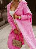 Plus Size Hooded Knit Open Front Cardigan