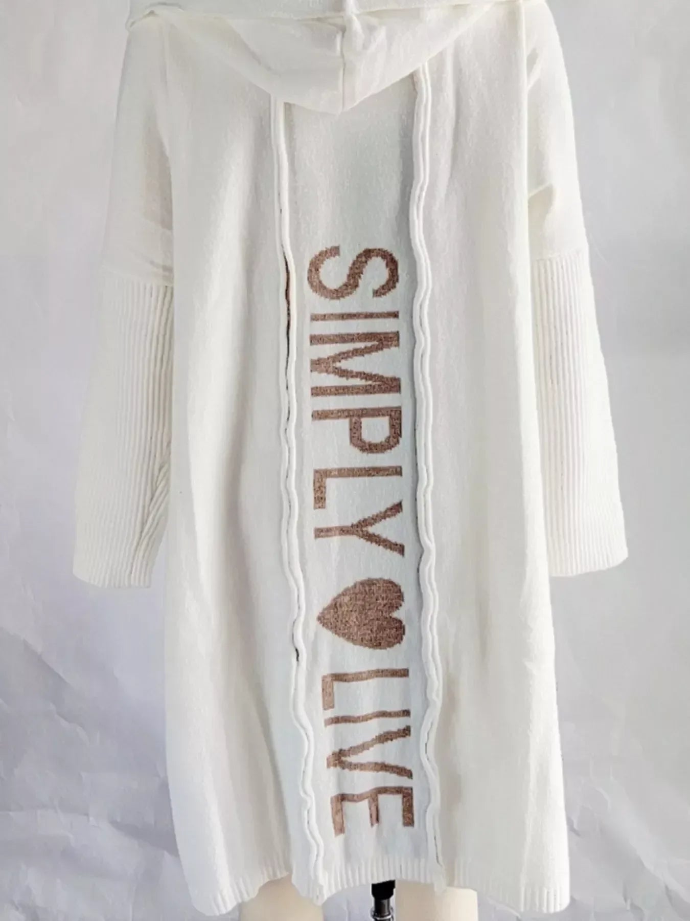 Plus Size Hooded Knit Open Front Cardigan