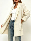 Plus Size Open-Front Pocket Cardigan Beige / S