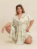 Plus Size Plaid Flutter Sleeve Dress